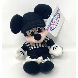 Walt Disney Store And Parks Mini Bean Bag Plush Referee Mickey Mouse‎ 9"